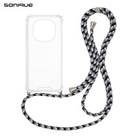 Θήκη Σιλικόνης με Κορδόνι Sonique Armor Clear Xiaomi Redmi Note 15 4G / Redmi Note 15 5G / Poco M8 5G Rainbow Μαύρο