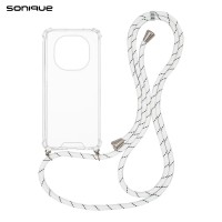 Θήκη Σιλικόνης με Κορδόνι Sonique Armor Clear Xiaomi Redmi Note 15 4G / Redmi Note 15 5G / Poco M8 5G Rainbow Λευκό