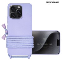 Θήκη Σιλικόνης με Κορδόνι CarryHang Sonique Apple iPhone 16 Pro Λιλά