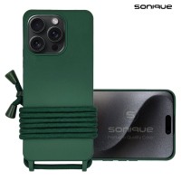 Θήκη Σιλικόνης με Κορδόνι CarryHang Sonique Apple iPhone 16 Pro Πράσινο Σκούρο