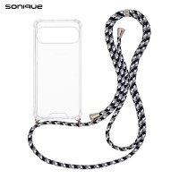 Θήκη Σιλικόνης με Κορδόνι Sonique Armor Clear Google Pixel 9 5G Rainbow Μαύρο
