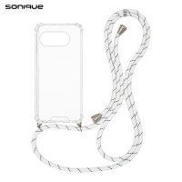 Θήκη Σιλικόνης με Κορδόνι Sonique Armor Clear Google Pixel 9a 5G Rainbow Λευκό