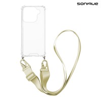 Θήκη Σιλικόνης με Strap Sonique Armor Clear Oppo Find X9 Pro 5G Μπεζ