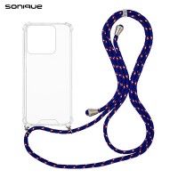 Θήκη Σιλικόνης με Κορδόνι Sonique Armor Clear Realme Note 70T 4G Rainbow Μπλε