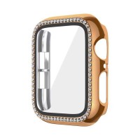 Θήκη Προστασία Luxury Diamond PC + Tempered Glass Sonique για Apple Watch 1/2/3 38 mm Μπρονζέ