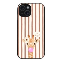 Θήκη Sonique Stripe Stories Series για Apple iPhone 15 Καφέ - Καμηλοπάρδαλη με Τσιχλόφουσκα