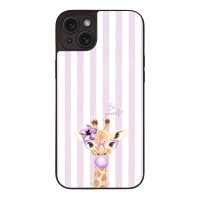 Θήκη Sonique Stripe Stories Series για Apple iPhone 15 Plus Λιλά- Καμηλοπάρδαλη με Τσιχλόφουσκα