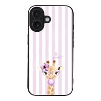 Θήκη Sonique Stripe Stories Series για Apple iPhone 16 Λιλά- Καμηλοπάρδαλη με Τσιχλόφουσκα