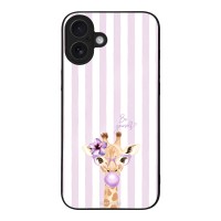 Θήκη Sonique Stripe Stories Series για Apple iPhone 16 Plus Λιλά- Καμηλοπάρδαλη με Τσιχλόφουσκα