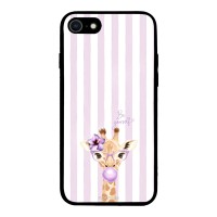 Θήκη Sonique Stripe Stories Series για Apple iPhone 7 / iPhone 8 / iPhone SE 2020 / iPhone SE 2022 Λιλά- Καμηλοπάρδαλη με Τσιχλόφουσκα
