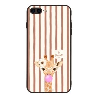 Θήκη Sonique Stripe Stories Series για Apple iPhone 7 Plus / iPhone 8 Plus Καφέ - Καμηλοπάρδαλη με Τσιχλόφουσκα
