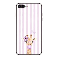 Θήκη Sonique Stripe Stories Series για Apple iPhone 7 Plus / iPhone 8 Plus Λιλά- Καμηλοπάρδαλη με Τσιχλόφουσκα