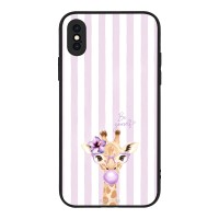 Θήκη Sonique Stripe Stories Series για Apple iPhone X / iPhone XS Λιλά- Καμηλοπάρδαλη με Τσιχλόφουσκα