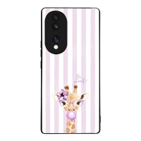 Θήκη Sonique Stripe Stories Series για Honor 70 5G Λιλά- Καμηλοπάρδαλη με Τσιχλόφουσκα