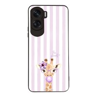 Θήκη Sonique Stripe Stories Series για Honor 90 Lite 5G Λιλά- Καμηλοπάρδαλη με Τσιχλόφουσκα