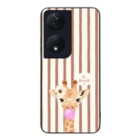 Θήκη Sonique Stripe Stories Series για Honor 90 Smart 5G / Honor X7b Καφέ - Καμηλοπάρδαλη με Τσιχλόφουσκα