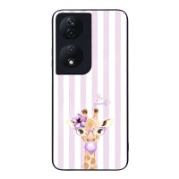 Θήκη Sonique Stripe Stories Series για Honor 90 Smart 5G / Honor X7b Λιλά- Καμηλοπάρδαλη με Τσιχλόφουσκα