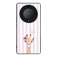 Θήκη Sonique Stripe Stories Series για Honor Magic5 Lite 5G Λιλά- Καμηλοπάρδαλη με Τσιχλόφουσκα