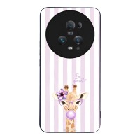 Θήκη Sonique Stripe Stories Series για Honor Magic5 Pro 5G Λιλά- Καμηλοπάρδαλη με Τσιχλόφουσκα