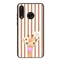 Θήκη Sonique Stripe Stories Series για Huawei P30 Lite Καφέ - Καμηλοπάρδαλη με Τσιχλόφουσκα