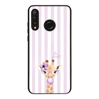 Θήκη Sonique Stripe Stories Series για Huawei P30 Lite Λιλά- Καμηλοπάρδαλη με Τσιχλόφουσκα