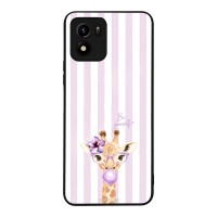 Θήκη Sonique Stripe Stories Series για VIVO Y01 4G Λιλά- Καμηλοπάρδαλη με Τσιχλόφουσκα