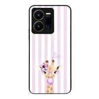 Θήκη Sonique Stripe Stories Series για VIVO Y35 4G / VIVO Y22 / VIVO Y22S Λιλά- Καμηλοπάρδαλη με Τσιχλόφουσκα