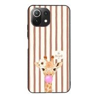 Θήκη Sonique Stripe Stories Series  για Xiaomi Mi 11 Lite 4G / Mi 11 Lite 5G Καφέ - Καμηλοπάρδαλη με Τσιχλόφουσκα