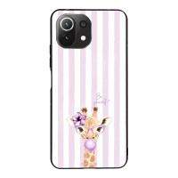 Θήκη Sonique Stripe Stories Series  για Xiaomi Mi 11 Lite 4G / Mi 11 Lite 5G Λιλά- Καμηλοπάρδαλη με Τσιχλόφουσκα
