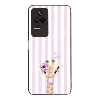 Θήκη Sonique Stripe Stories Series  για Xiaomi Poco F4 5G Λιλά- Καμηλοπάρδαλη με Τσιχλόφουσκα