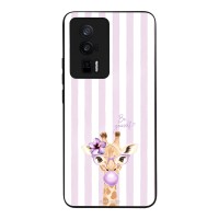 Θήκη Sonique Stripe Stories Series  για Xiaomi Poco F5 Pro 5G Λιλά- Καμηλοπάρδαλη με Τσιχλόφουσκα