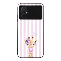 Θήκη Sonique Stripe Stories Series  για Xiaomi Poco M5 Λιλά- Καμηλοπάρδαλη με Τσιχλόφουσκα