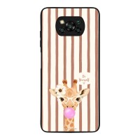 Θήκη Sonique Stripe Stories Series  για Xiaomi Poco X3 NFC / Poco X3 Pro Καφέ - Καμηλοπάρδαλη με Τσιχλόφουσκα