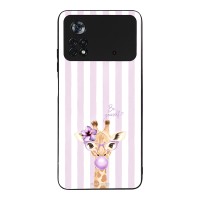 Θήκη Sonique Stripe Stories Series  για Xiaomi Poco X4 Pro 5G Λιλά- Καμηλοπάρδαλη με Τσιχλόφουσκα