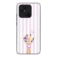 Θήκη Sonique Stripe Stories Series  για Xiaomi Redmi 10C Λιλά- Καμηλοπάρδαλη με Τσιχλόφουσκα