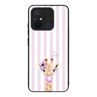 Θήκη Sonique Stripe Stories Series  για Xiaomi Redmi 12C Λιλά- Καμηλοπάρδαλη με Τσιχλόφουσκα