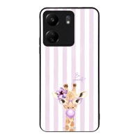 Θήκη Sonique Stripe Stories Series  για Xiaomi Redmi 13C 4G / Poco C65 4G Λιλά- Καμηλοπάρδαλη με Τσιχλόφουσκα