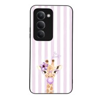 Θήκη Sonique Stripe Stories Series  για Xiaomi Redmi 15 4G / Redmi 15 5G Λιλά- Καμηλοπάρδαλη με Τσιχλόφουσκα