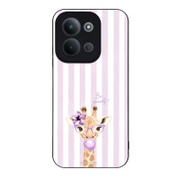 Θήκη Sonique Stripe Stories Series  για Xiaomi Redmi 15C 4G / Redmi 15C 5G / Poco C85 4G Λιλά- Καμηλοπάρδαλη με Τσιχλόφουσκα