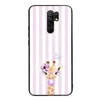 Θήκη Sonique Stripe Stories Series  για Xiaomi Redmi 9 Λιλά- Καμηλοπάρδαλη με Τσιχλόφουσκα