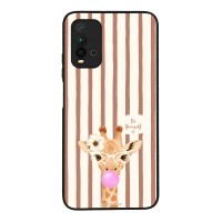 Θήκη Sonique Stripe Stories Series  για Xiaomi Redmi 9T Καφέ - Καμηλοπάρδαλη με Τσιχλόφουσκα
