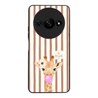 Θήκη Sonique Stripe Stories Series  για Xiaomi Redmi A3 / Redmi A3x Καφέ - Καμηλοπάρδαλη με Τσιχλόφουσκα