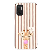 Θήκη Sonique Stripe Stories Series  για Xiaomi Redmi Note 10 5G / Poco M3 Pro 5G Καφέ - Καμηλοπάρδαλη με Τσιχλόφουσκα
