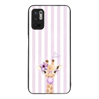 Θήκη Sonique Stripe Stories Series  για Xiaomi Redmi Note 10 5G / Poco M3 Pro 5G Λιλά- Καμηλοπάρδαλη με Τσιχλόφουσκα