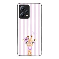Θήκη Sonique Stripe Stories Series  για Xiaomi Redmi Note 12 5G / Poco X5 5G Λιλά- Καμηλοπάρδαλη με Τσιχλόφουσκα