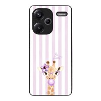 Θήκη Sonique Stripe Stories Series  για Xiaomi Redmi Note 13 Pro Plus 5G Λιλά- Καμηλοπάρδαλη με Τσιχλόφουσκα