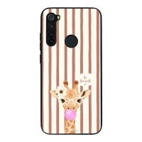 Θήκη Sonique Stripe Stories Series  για Xiaomi Redmi Note 8 / Redmi Note 8 2021 Καφέ - Καμηλοπάρδαλη με Τσιχλόφουσκα