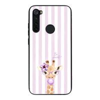 Θήκη Sonique Stripe Stories Series  για Xiaomi Redmi Note 8 / Redmi Note 8 2021 Λιλά- Καμηλοπάρδαλη με Τσιχλόφουσκα