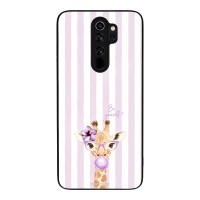 Θήκη Sonique Stripe Stories Series  για Xiaomi Redmi Note 8 Pro Λιλά- Καμηλοπάρδαλη με Τσιχλόφουσκα