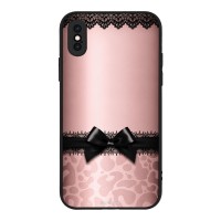 Θήκη Sonique DIVA Series για Apple iPhone X / iPhone XS Λεοπάρ Φιόγκος – Ροζ